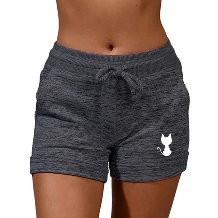 Short De Sport 2 En 1 Femme Donhobo - Séchage Rapide, Taille Haute, Poches - Fitness Yoga Jogging Noir L