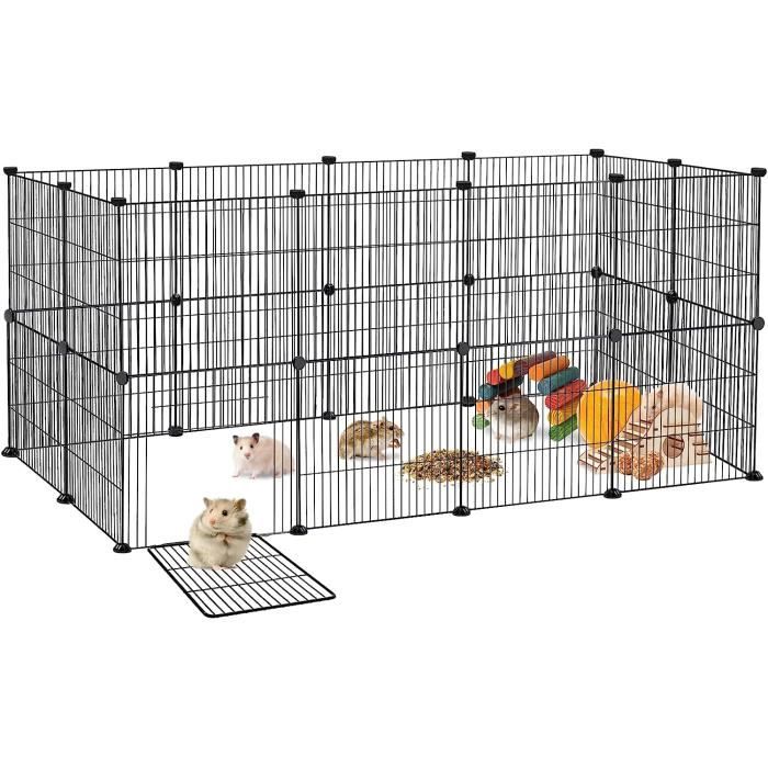 Meilleurs prix pour NAIZY Enclos extérieur Parc 142 x 72 x 72 cm Parc pour chiot Noir Enclos DIY Cage extensible pour petit animal Lapin, 24 pièces