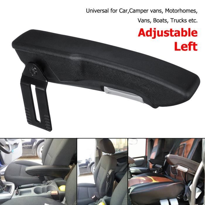 Accoudoir De Siège Auto Droit Universel - Cuir PU Noir Réglable 90°/30° - Pour Voiture, Camion, Utilitaire
