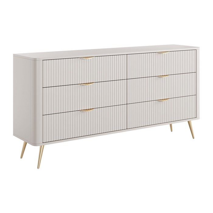 Commode 6 tiroirs - Beige et doré - ELONARIA II Commode 6 tiroirs - Beige et doré - ELONARIA II