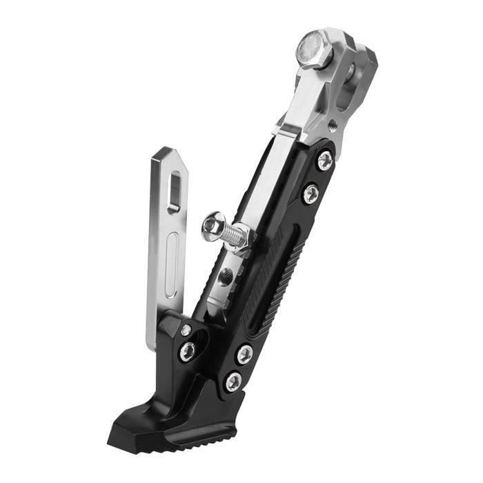 Béquille Latérale Universelle Réglable Moto / Scooter, Alliage Alu CNC, Noire