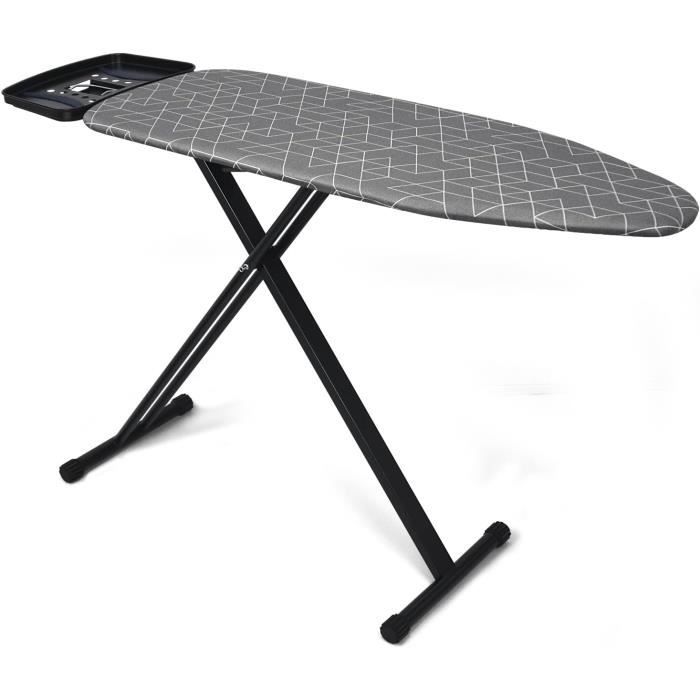 Surface Repassage 105x30 Cm KADAX Planche à Repasser Vapeur 105x30 Cm - Réglable En Hauteur Avec Housse Amovible Blanc/Argent
