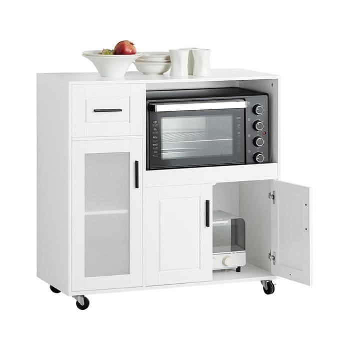 Buffet de Cuisine FSB78-W SoBuy - sur roulettes Multi-Rangement - 3 Portes 1 Tiroir 1 Compartiment - 88 5x40x89 cm Blanc Buffet de Cuisine FSB78-W SoBuy - sur roulettes Multi-Rangement - 3 Portes 1 Tiroir 1 Compartiment - 88 5x40x89 cm Blanc