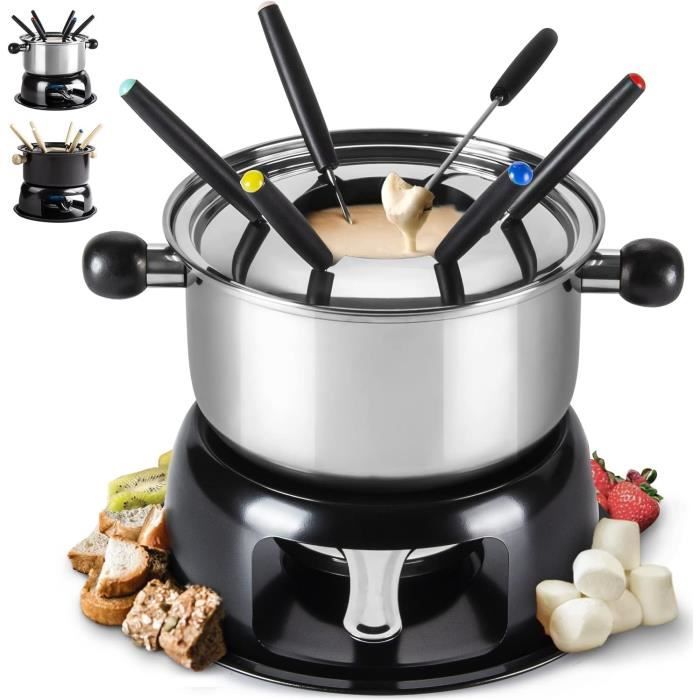 Ensemble 6 Fourchettes à Fondue En Acier Inoxydable - Longues 23 Cm, Colorées, Pour Fromage, Chocolat, Fruits