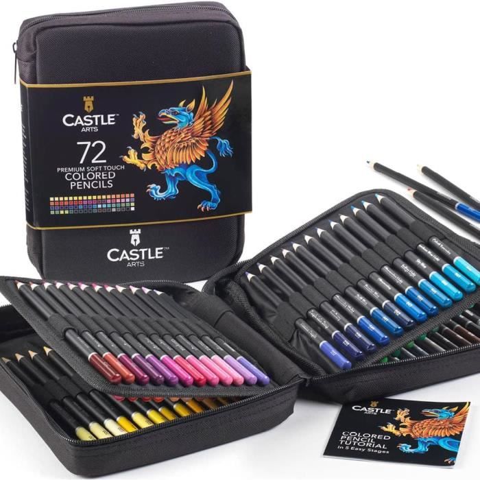 Castle Art Supplies Set de 72 Crayons de Couleur Mines Tenes Colorées pour Adultes Artistes