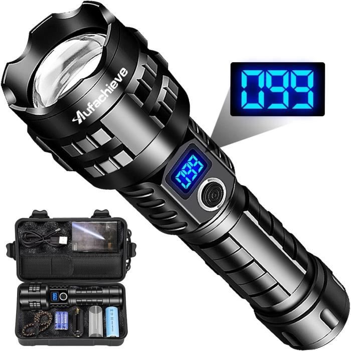 Lampe Torche LED 500000 Lumens JAY-PARK - Rechargeable USB, Étanche IP67, 5 Modes - Pour Camping Et Urgences