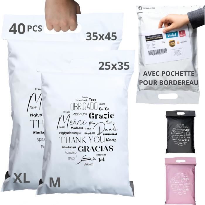 40 Enveloppes D'Expédition Vinted 30x40cm - Sacs Colis Opaques Et Imperméables - Avec Pochette Bordereau