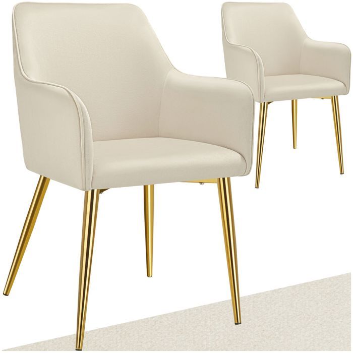 Chaise - TECTAKE - Lot de 2 fauteuils AVANE aspect velours rembourré au style scandinave ergonomique 55 x 635 x 865 cm - Beige
