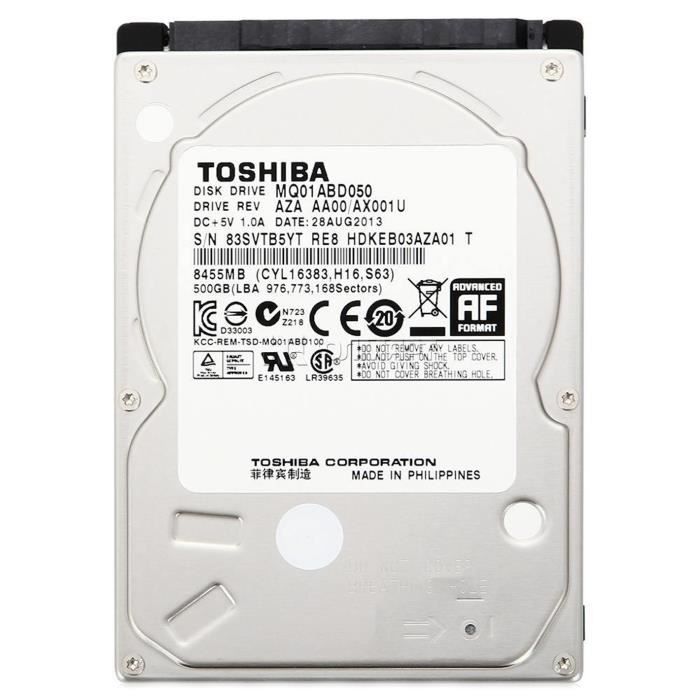 Disque dur interne Toshiba 500GB 2.5 SATA 5400 tr-min 8 Mo