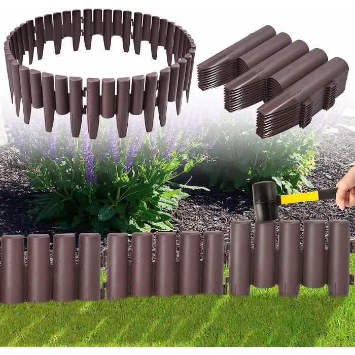 Bordure De Pelouse En Plastique PP - LZQ - 100m - Gris - Flexible Pour Pelouse Et Parterre De