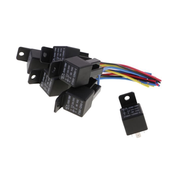 Pack 3 Relais Voiture 12V 40A 5 Broches Aiqeer - Avec Prises Pré-câblées Et Supports Métal