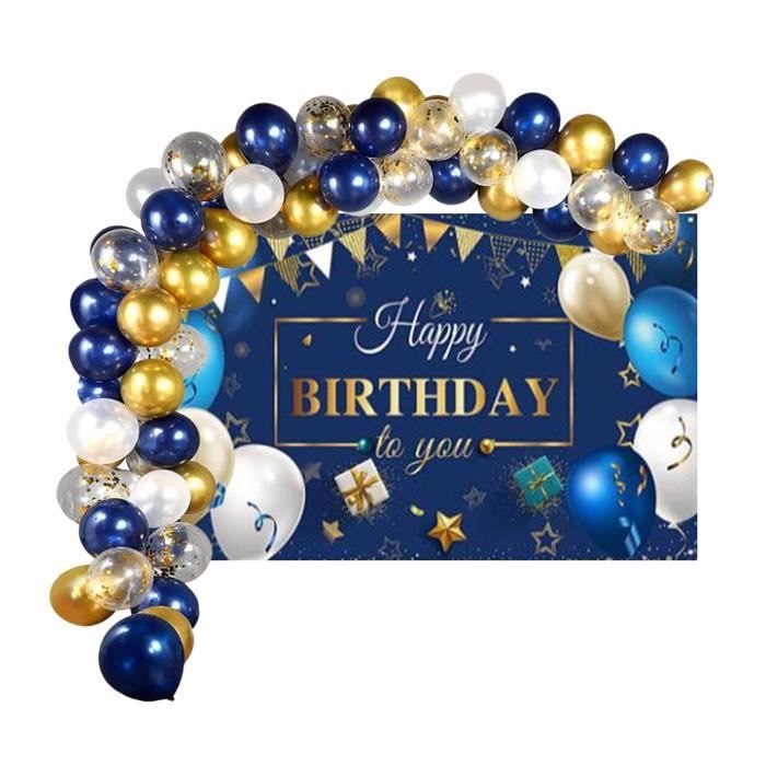 Ballons de confettis d'anniversaire bleu marine décoration joyeux