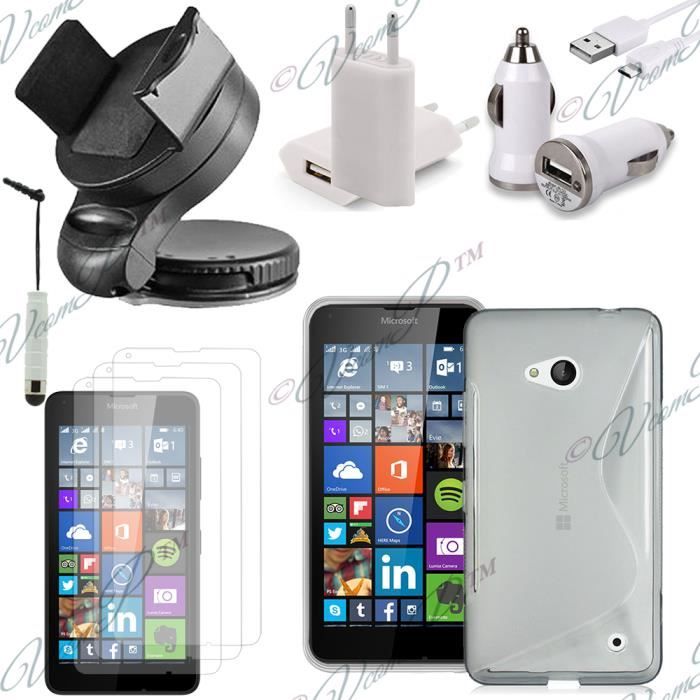 Coque Silicone + Verre Trempé Pour Microsoft Lumia 640 - Transparente, Neuve