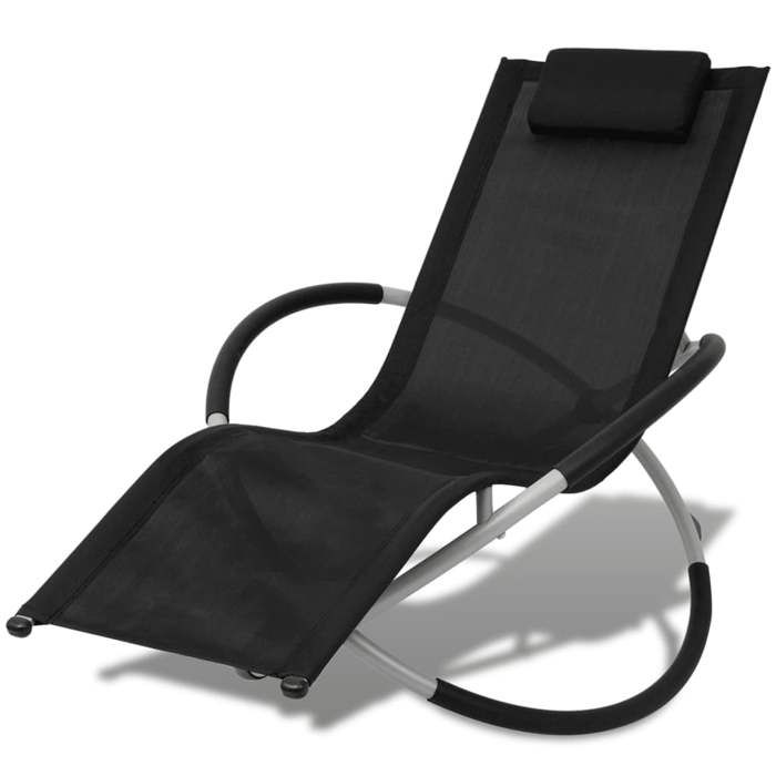 VidaXL Chaise longue géométrique d'extérieur Acier Noir et gris 42400