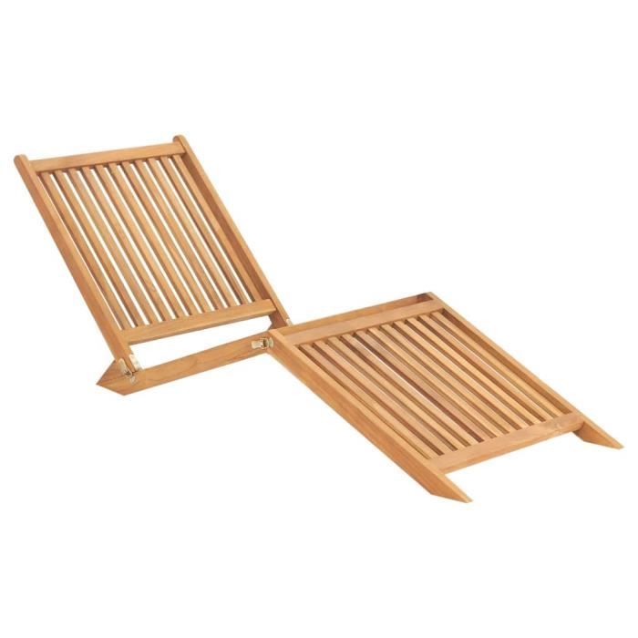 VidaXL Chaise Longue Teck avec Coussin Crème - vue 3