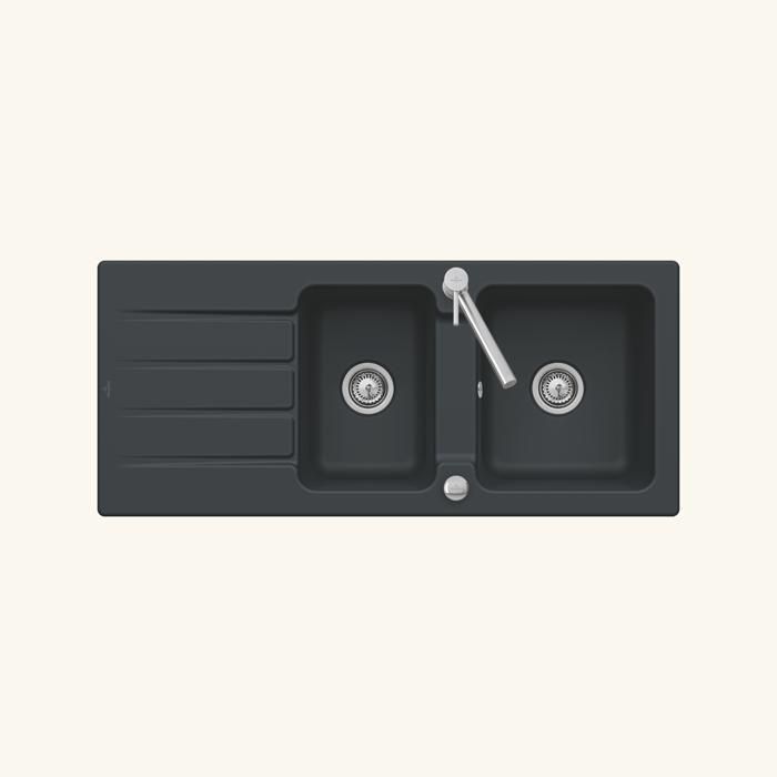 Evier céramique Villeroy & Boch ARCHITECTURA 2 bacs 1 égouttoir - vue 2