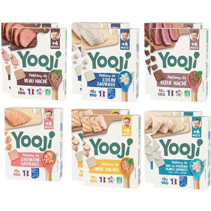 Mes premières Purées de Viandes françaises bio et Poissons msc - YOOJI -  Pour bébé dès 6 mois - 120 Repas - Achat / Vente légumes cuisinés Mes  premières Purées de Viandes