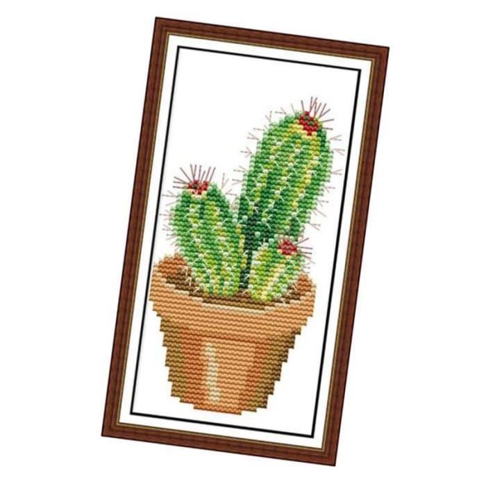 Cactus Motif Point De Croix Kit Broderie à La Main Bricolage Art