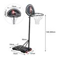 YINQ Panier de Basket-Ball Extérieur Intérieursur sur Pied Hauteur Réglable 146-200 cm - avec Support et Roulettes - Noir-1