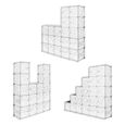 Armoire de Chambre Modulable KEISHA - 20 Cubes - Rangement pour Vêtements et Chaussures - Gris Mat-1