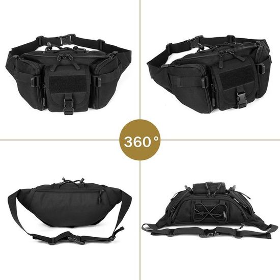 Sac Banane Tactique Homme Réglable - Poches Zippées, Conçu Pour Arme (Optionnel), Course, Randonnée, Voyage