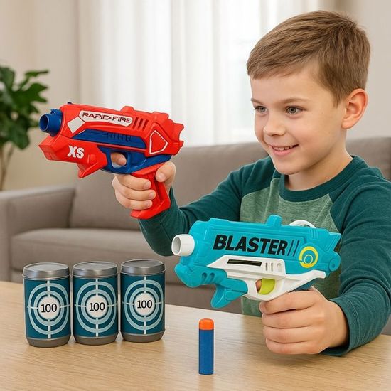 LiRiQi Jeu De Fléchettes Double Face 66 Cm – 12 Balles Collantes, 6 Fléchettes, Pistolet, Mou, Sûr Pour Enfants