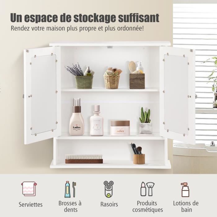 TANGKULAEU Armoire de Salle de Bains avec Miroir, Armoire Murale