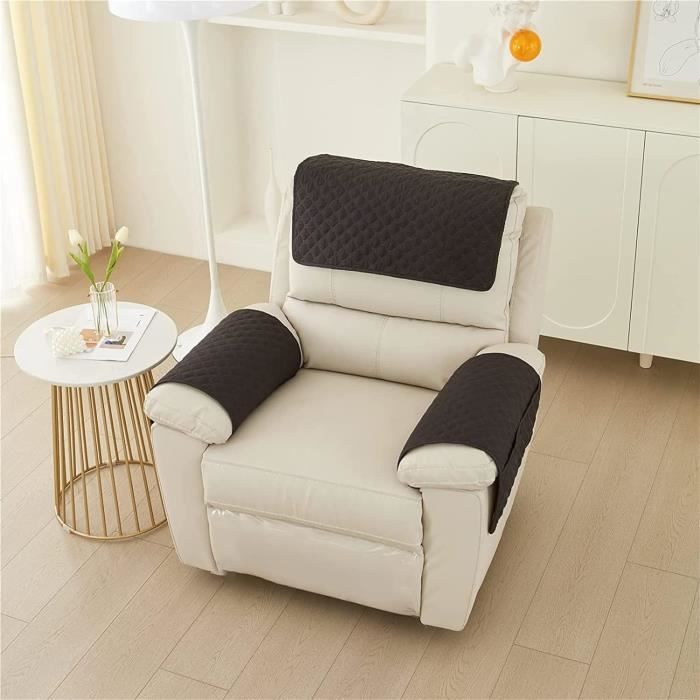 Housse De Fauteuil Antidérapante 53x190 Cm Avec Poche - Tissu Flanelle, Protection Contre Taches Et Rayures - Pour Canapé 1 Place