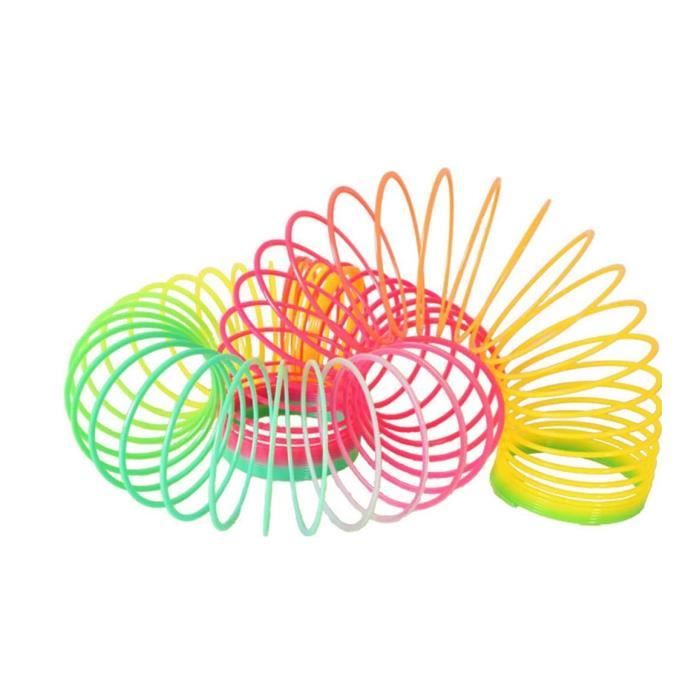 Jouet classique kaléidoscope arc-en-ciel anneau pliant en plastique ressort  bobine jouet pour enfants (livraison aléatoire)