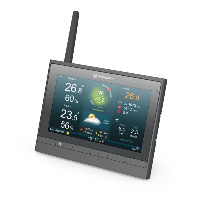Station météo WiFi noire professionnelle avec capteur 5 en 1 et écran en  couleur - Bresser 