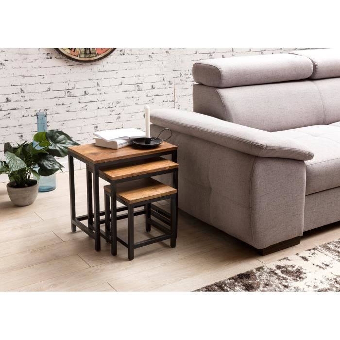 FineBuy Tables Gigognes Ensemble Deux Pièces Bois Massif Sheesham 36 X