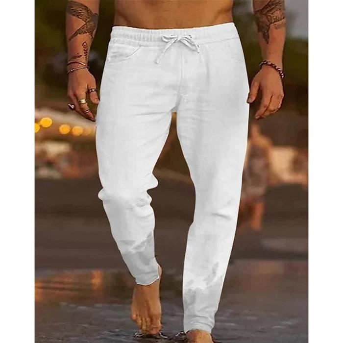 Pantalon coton lin homme