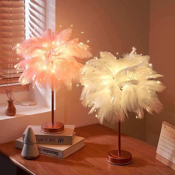 LAMPE DE CHEVET PEINT MAIN ROSE CYGNE