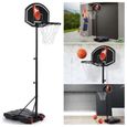 YINQ Panier de Basket-Ball Extérieur Intérieursur sur Pied Hauteur Réglable 146-200 cm - avec Support et Roulettes - Noir-2