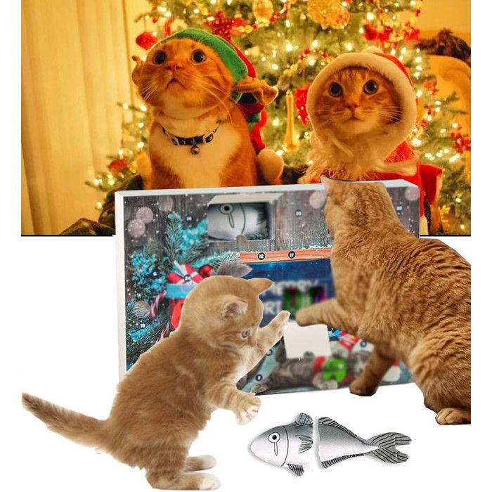 Calendrier de l'Avent 2025 avec 24 breloques chatons - Compte à rebours avec des chats en