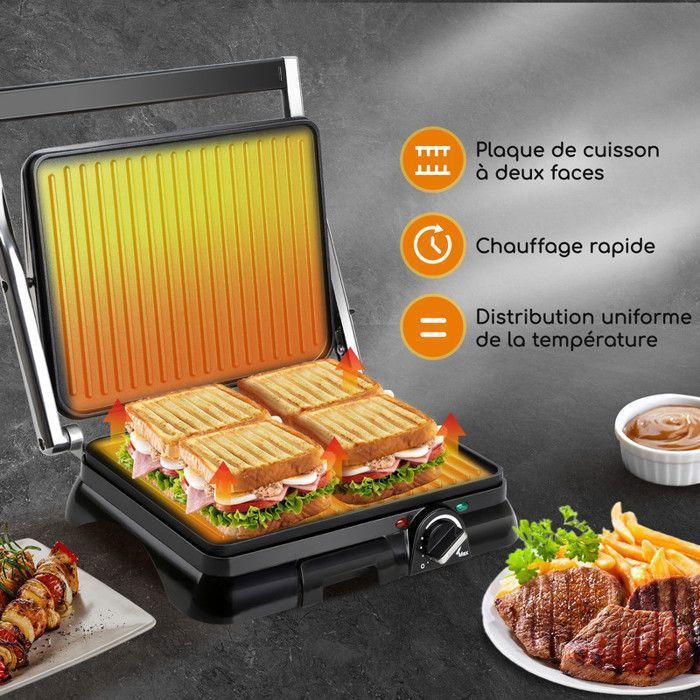 Aigostar Calore - Grill plancha viande et légumes / presse paninis et Aigostar Calore - Grill plancha viande et légumes / presse paninis et