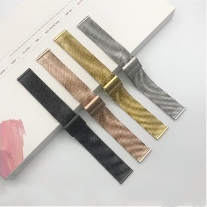 Bracelet De Montre En Acier Inoxydable Universel - Boucle Déployante Rapide - Pour Montres Intelligentes Et Classiques - Plusieurs Couleurs Et Largeurs