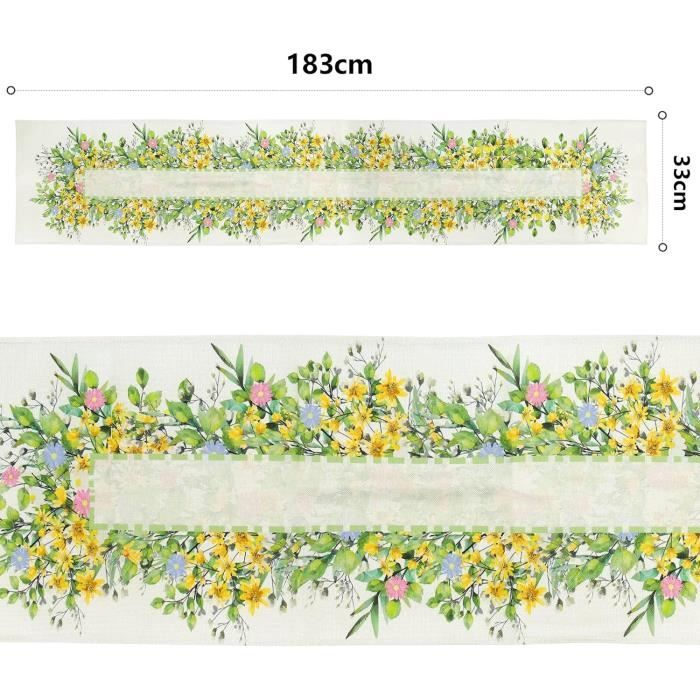 Chemin De Table Fleuri Printemps-été 100x150 Cm - Tulle Brodé Marguerites - Décoration De Table Pour Intérieur, Fêtes, Mariages