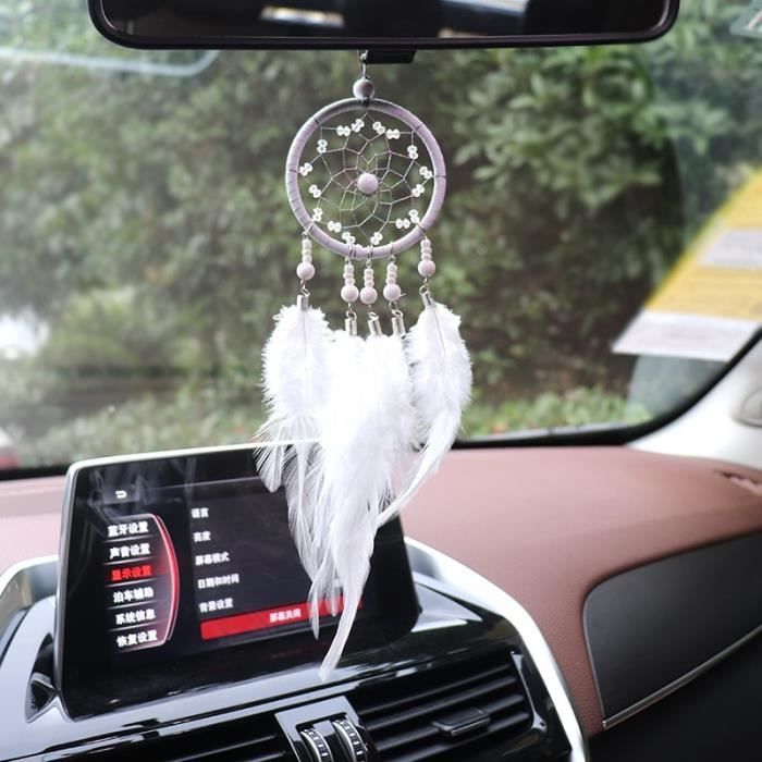 Rétroviseur de voiture pendentif attrape-rêves lune décoration intérieure  de voiture perle colorée carillon éolien beaux ornements