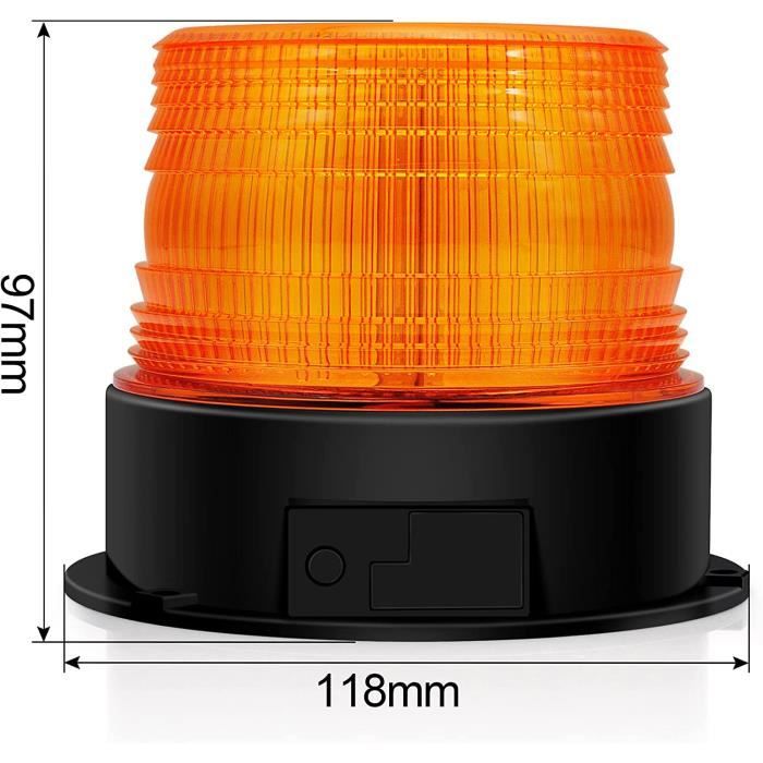 Dinfu Gyrophare LED orange 12V sans fil lère stroboscopique feux