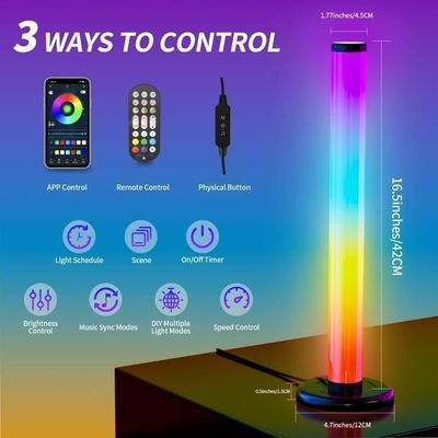 Lumiere Gaming YAMYONE 360° RGB Barres LED, 42cm Gaming LED Smart Lampes Avec 16 Millions Couleurs, Sync Avec Musique TV, Control Par APP Télécommande Décor Chambre Led Tv Synchronisation Image