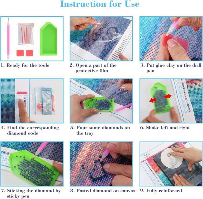 Diamond Painting Animaux Kit Diamond Painting Enfant Rongxze - 4 Tableaux Animaux 15x15cm, DIY 5D Strass, Déco Murale Diamant Painting Enfant