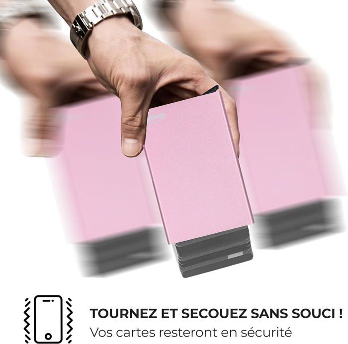 Porte-cartes En Aluminium Anti-piratage - Protection RFID, 12 Cartes Max, Compact Pour Portefeuille - 4