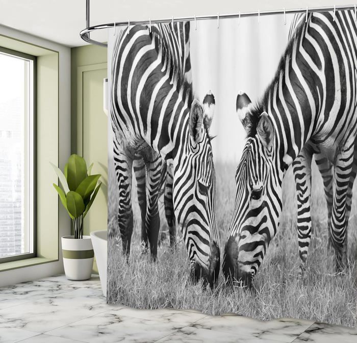 Rideau De Douche Motif Paon - 175x220 Cm - Tissu Polyester Hydrofuge - Livré Avec 12 Crochets - Décor Salon/salle De Bain - 11