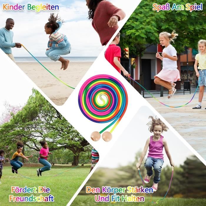 Corde à Sauter Enfant Réglable En Coton Avec Poignées En Bois Naturel – Idéal Pour Garçons Et Filles Dès 4 Ans !