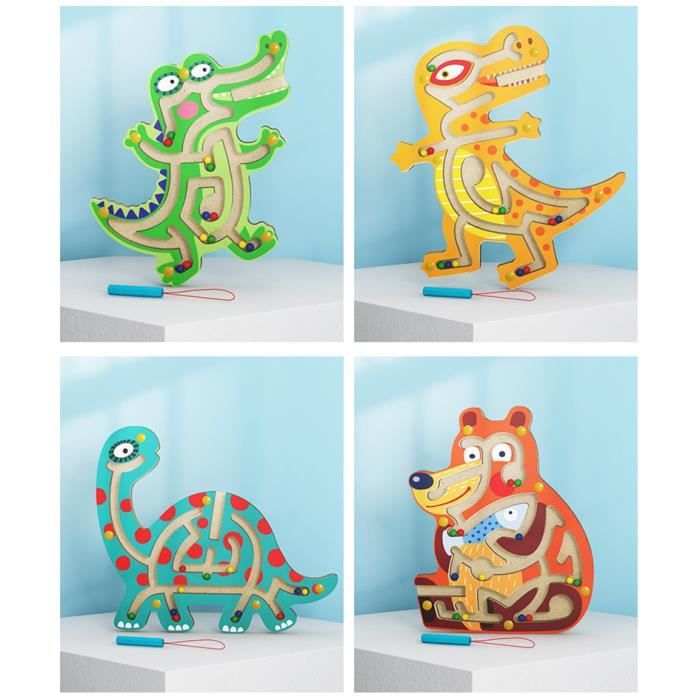 Jeu de labyrinthe magnétique en bois pour enfants Puzzle animal