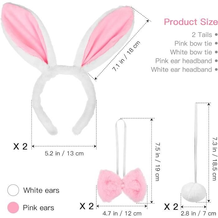 FSSTUD Lot De 2 Serre-têtes Oreilles De Lapin – Satin Noir Et Blanc, Oreilles Métalliques Pliables, Accessoire Pâques, Fêtes Costumées