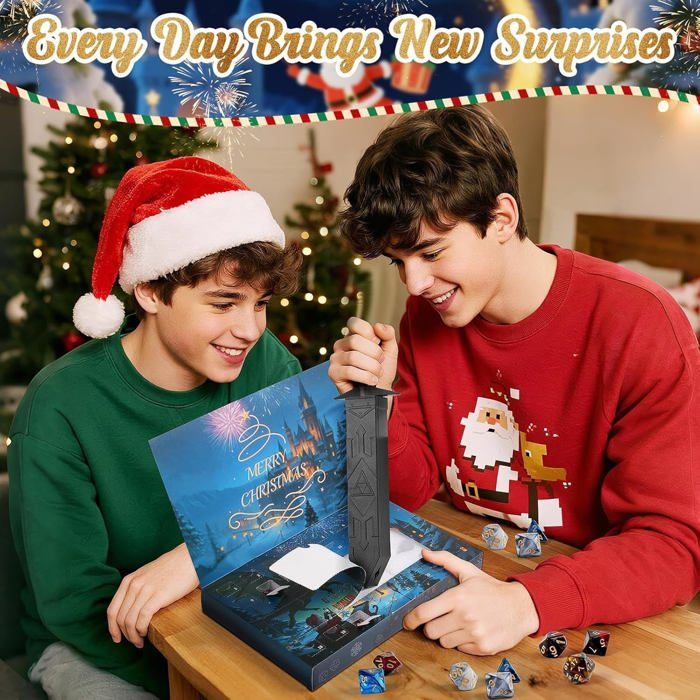 Calendrier De L'Avent 2025 Avec Dés Polyédriques - Boîte De Rangement Incluse - Cadeau Original Noël Pour Adultes Et Enfants