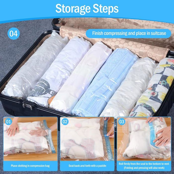 Dobaly Sac Sous Vide Voyage IP67 – Compression Jusqu'à 60 %, 33 L, Fermeture étanche, Valve Anti-retour – 55 X 40 X 15 Cm
