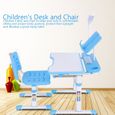 Set Bureau Chaise Pour Enfant, Ergonomique Table Hauteur Ajustable Plaque Inclinable Avec Lampe d'étude-0